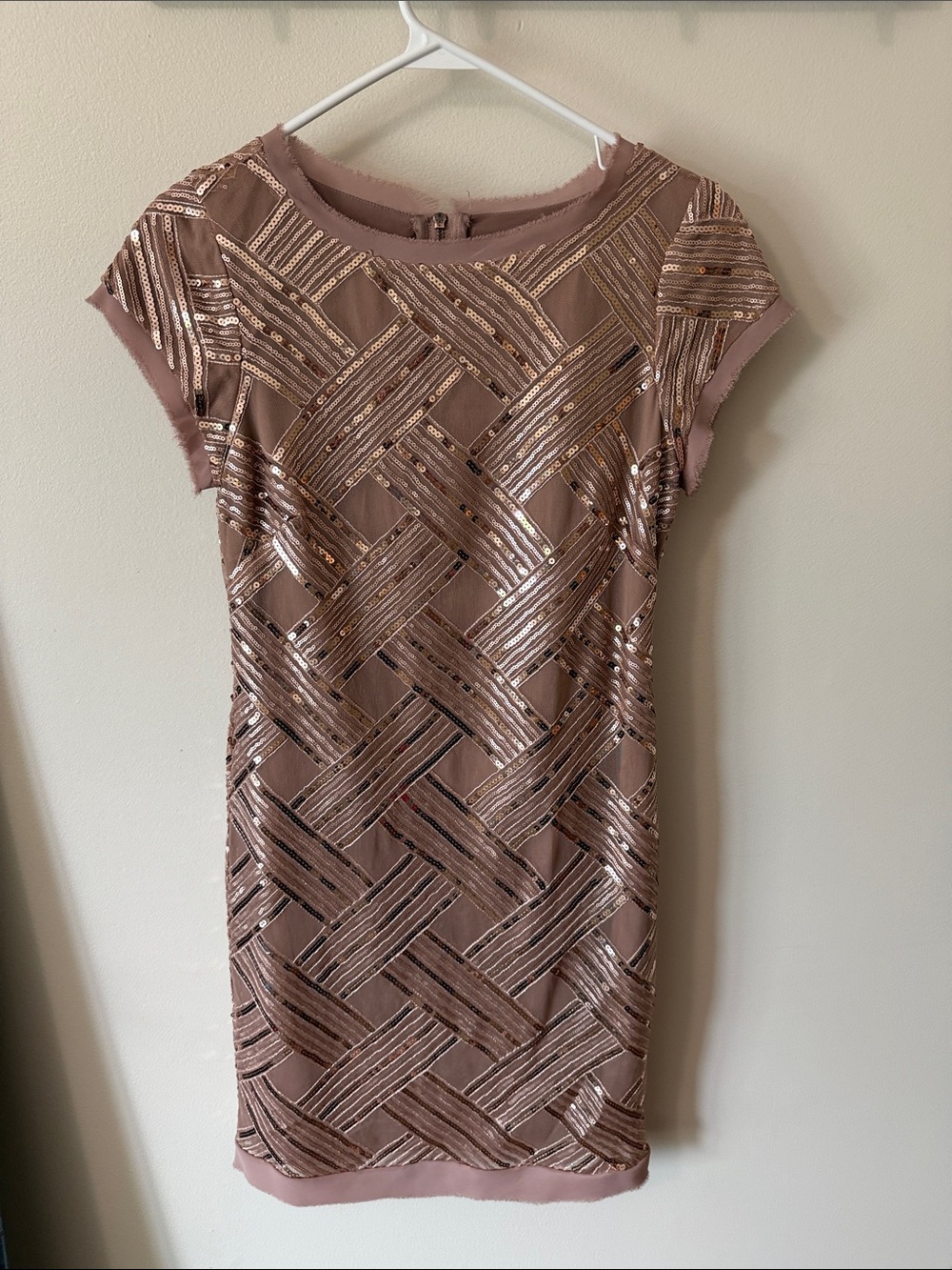 Sequin-Embellished Eliza J Tan/Brown Cocktail Dress size 6